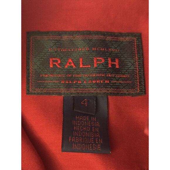 RALPH LAUREN Vintage Red Button Front Jacket Women 4 Long Sleeve Peplum Cotton - Picture 2 of 12